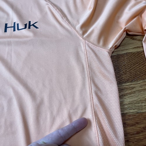 Huk Pursuit Long Sleeve Men's Size M H1200354  Performance Fishing Graphic Peach - Picture 10 of 11
