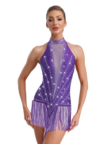 Damen Kleider Stadium Tanzbekleidung ChaCha Kostüm Nachtclub Outfit Bar Strass - Bild 72 von 90