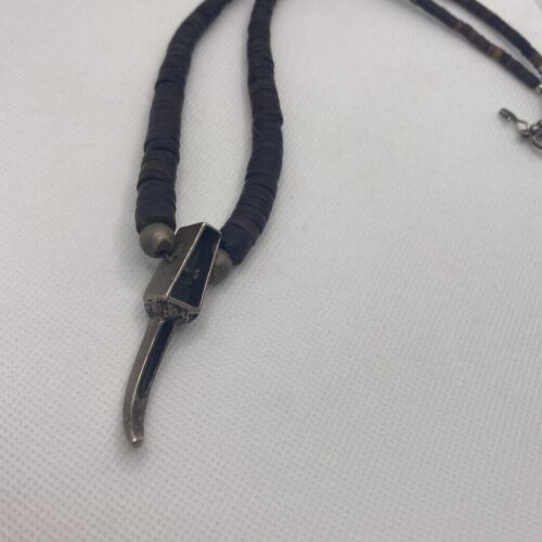 Native American Vintage Necklace w Silver Talon With Turquoise Inlay - Picture 4 of 9