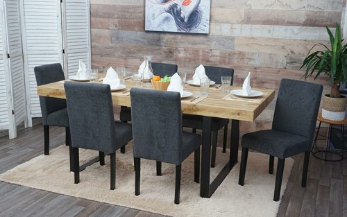 B-Ware 4er-Set Esszimmerstuhl Stuhl Littau, Stoff, anthrazitgrau, dunkle Beine - Bild 6 von 8