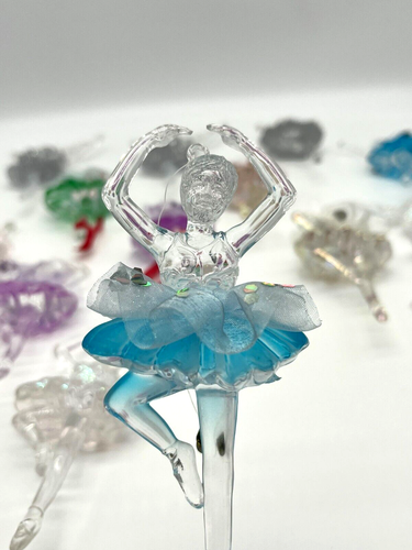 17 adornos navideños bailarina bailarina vintage años 80 acrílico cristalino 6" - Imagen 6 de 14