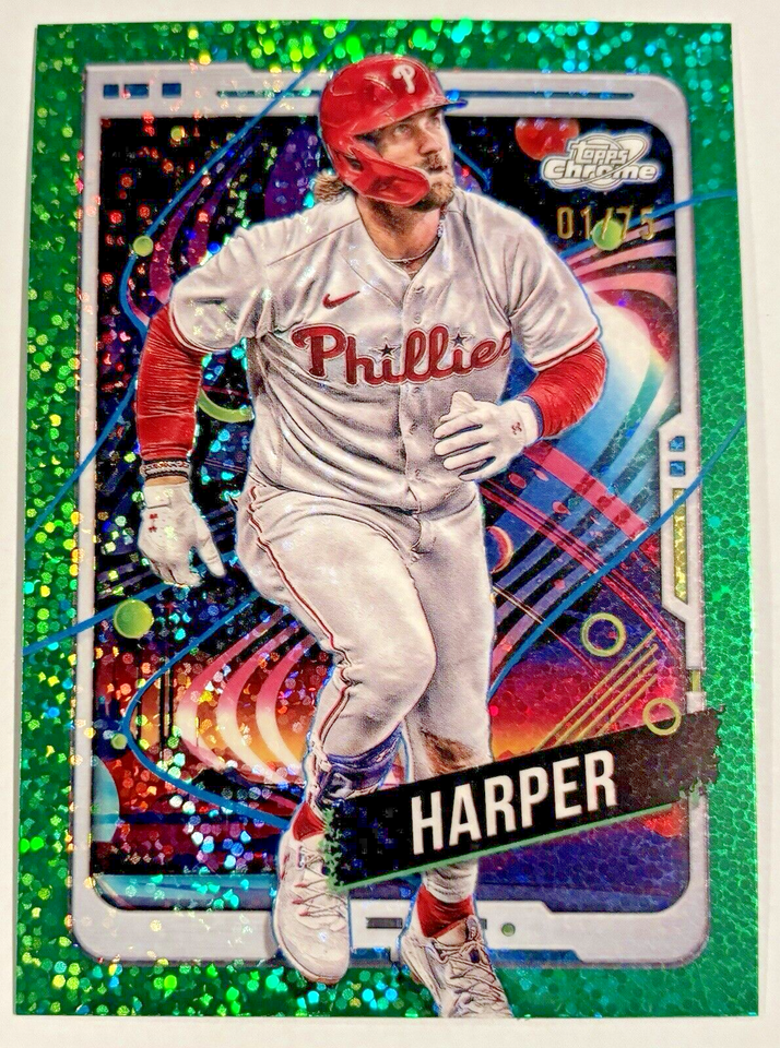 Bryce Harper 2024 Topps Cosmic Chrome Green /75 First on Print eBay