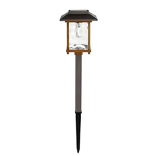 Hampton Bay Solar Path Light LED Bronze Glass Lens Outdoor Landscape Lighting