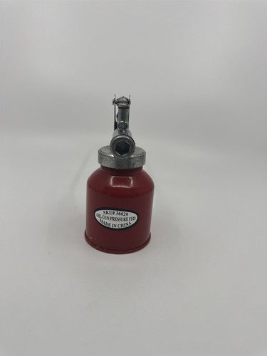Vintage Red Oil Can Pump Oiler Pressure Fed Oil Gun SKU #36629 for Oil Sprayer - Picture 2 of 7