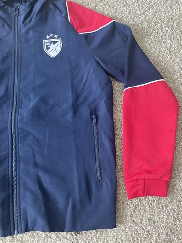 FC Red Star Belgrade Macron Navy Red Zip Up Jacket w/ Hood Men XS - Picture 3 of 8