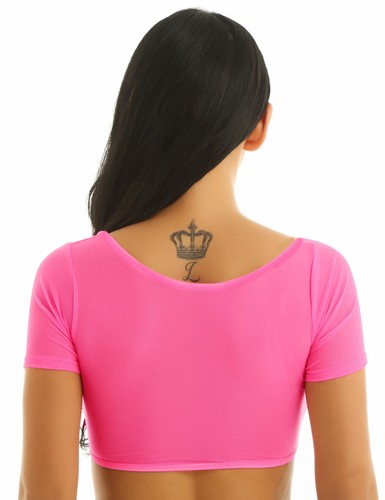 Camicetta mezza maglietta donna See Through Crop canotta manica corta danza del ventre - Foto 4 di 82