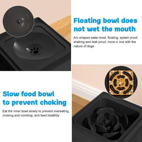 Elevated Pet Feeder 4 Height Adjustable Raised Dog Cat Slow Food Water Bowl AU - Picture 8 of 12