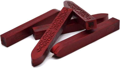TELOSMA 6 PIEZAS Palos de Cera Selladora Rojo Sangre con Mecha, Aptos para Sobre, Invi - Imagen 3 de 12