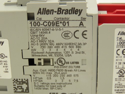 Allen Bradley 100S-C09EJ23BC Motor Starter Safety Contactor 7.5Hp 600V Assembly - Picture 3 of 13