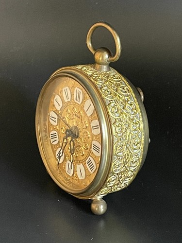 Vintage Goldbuhl West German Bedside Alarm Clock Small Gilt Metal Clock UNTESTED - Foto 10 di 24