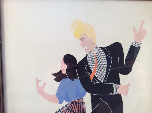 Arte De Colección G. Lagrola 1940 Bailarines Columpio Acuarela Enmarcado 1940 1950 - Imagen 3 de 4