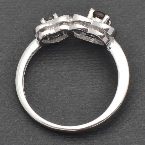 925 Sterling Silver Natural Smoky Quartz Heart Ring for Valentine gift - Picture 6 of 7