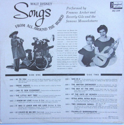 WALT DISNEY - Songs From All Around The World - Vinyl LP 1st Press 1962 DQ 1226 - Imagen 2 de 4