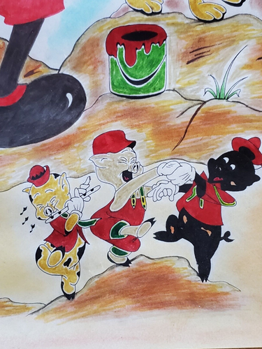 VINTAGE 1980'S DISNEY CHUCKAWALLA PRISON JAIL ART COLORED DRAWING FOR BERNIE - Picture 4 of 10