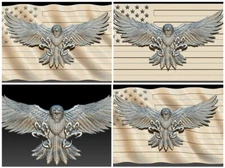 3D STL model for CNC - Set v1 Flag USA with Eagle