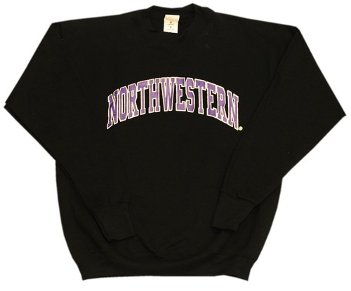 Northwestern Wildcats Arched Logo Black Crew Neck Sweatshirt-8473-8477 - Picture 2 of 2