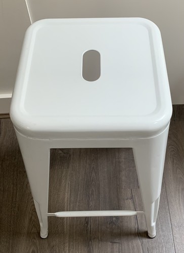 Large Replica Tolix Bar Stool - White, 67cm high and 42cm square base - Picture 4 of 5