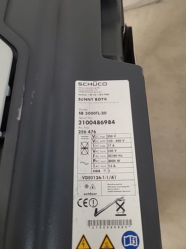 Schuco / SMA Sunny Boy SB3000TL-20 3.0KW Solar PV inverter - Picture 5 of 5
