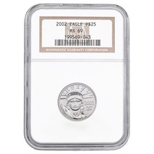 2002 American Eagle Statue of Liberty $25 .9995 Platinum 1/4 Oz. MS 69 NGC 1497.16 per troy oz