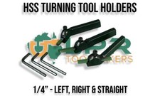 Lathe Turning Tool Holder 1/4" variations you pick (Includes 1/4" HSS Tool Bit)