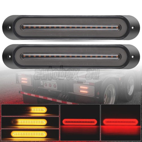 4X Tray Back Ute 68 LED Tail Lights Flowing Turn Signal Slim Strip Truck Trailer - Picture 5 of 14