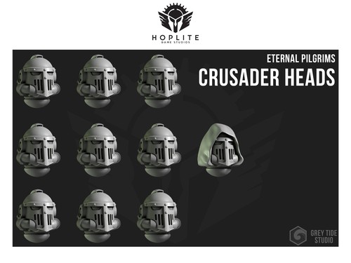 Crusader Heads "C" (x10) | Grey Tide Studios | Eternal Pilgrims | Conversion Par - Picture 1 of 10