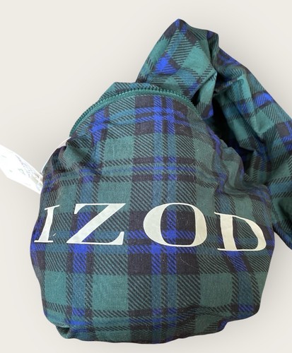 Izod Jacket Mens Large Green Plaid Windbreaker Pullover Golf Packable Anorak NEW - Picture 7 of 12