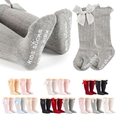 5 Pairs Set Baby Girls Knee High Socks Cotton Uniform Socks 0-3 Months Assorted - Picture 2 of 15