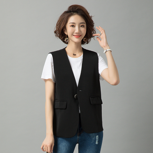 Damen Blazer Jacke Weste Weste Trägershirt Tanktop ärmellos Knopf V-Ausschnitt Freizeit - Bild 11 von 13