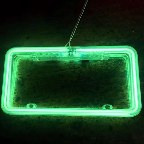 Marco de etiqueta de licencia de neón universal con luz LED cubierta delantera/trasera para automóvil SUV cupé - Imagen 7 de 15