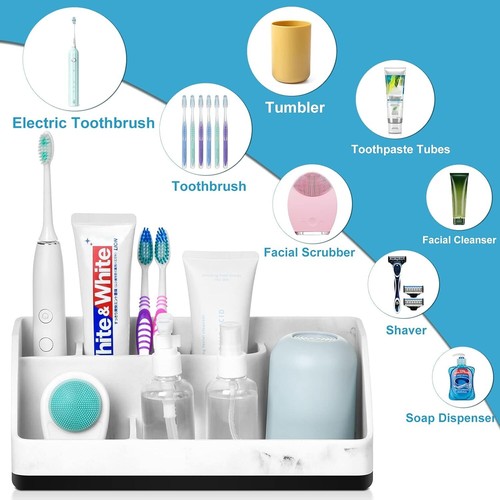Toothbrush Holder for Bathroom, Resin Bathroom Organizer Countertop Sink - Picture 4 of 6
