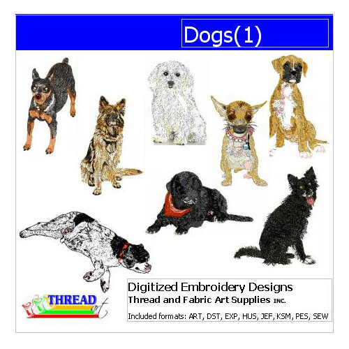 Embroidery Design Set - Dogs(1) - 8 Designs - 9 Formats - USB Stick - Picture 1 of 9