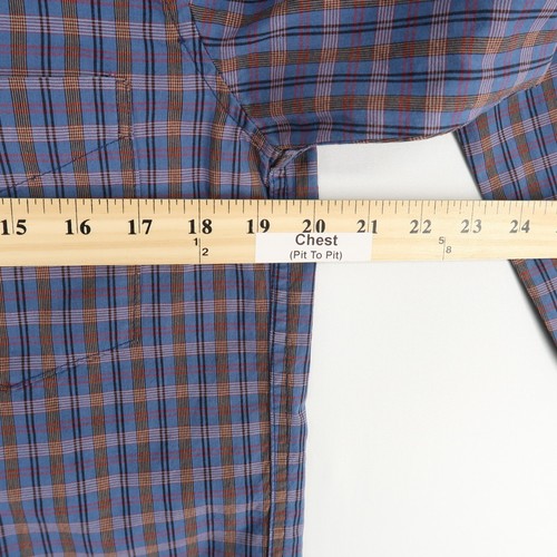 Gustin Button Down Shirt Mens Large Slim Fit Blue Orange Plaid Long Sleeve USA - Picture 3 of 8
