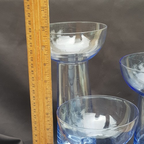Vintage Krosno Poland Hand Blown Cobalt Blue Candle Holder Suspended Bubble set - Picture 10 of 21