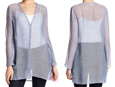 258.00 NWT EILEEN FISHER LONG ORGANIC WHITE JACKET FRONT POCKET XXS,XS,S,M,L,XL