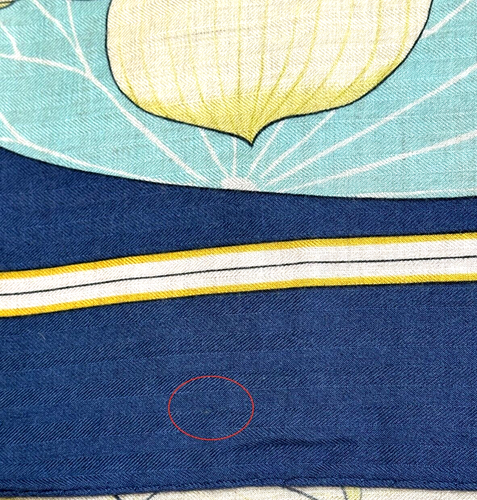 VTG HERMES FLEURS DE LOTUS 140 Cashmere Silk Shawl Scarf Stole Navy blue #y4964 - Picture 12 of 12