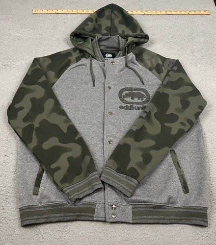 Ecko Unltd Men's Button Snap Fleece Lined Camo Sleeve Gray Jacket Size 3XL - Picture 6 of 15