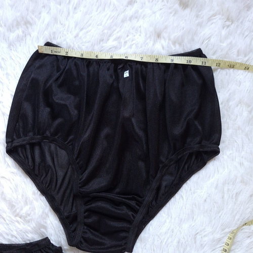 6 Black Panties Underwear Light Nylon Silky Soft Smooth Briefs Waist30-36"Size L - Picture 4 of 10