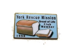 York Rescue Mission Pin 1998 Bread Of Life Club Member Gold Tone