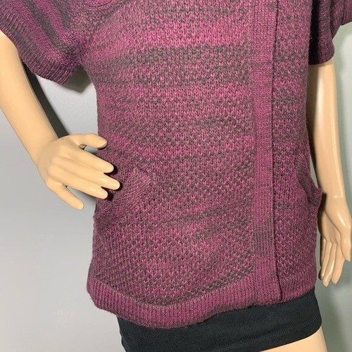 Dressbarn Wine Burgundy Wool Blend Cable Knit Cardigan Women Size Large EUC - Picture 3 of 4