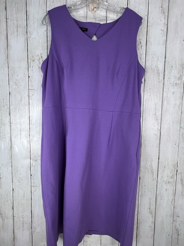 Talbots Dress Women's 16 Purple Sheath Knit Knee Length Stretch Career