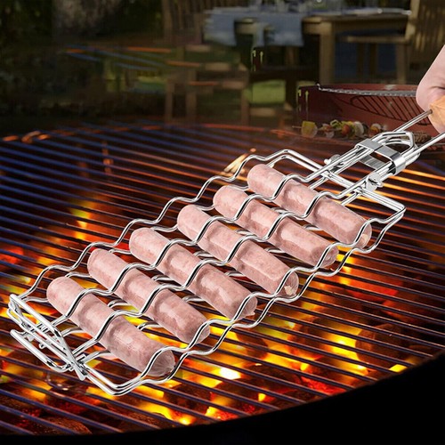 Sausage Grill Basket Portable BBQ Tool Hot Dog Holder Barbecue Cooking Rack Net - Picture 5 of 13