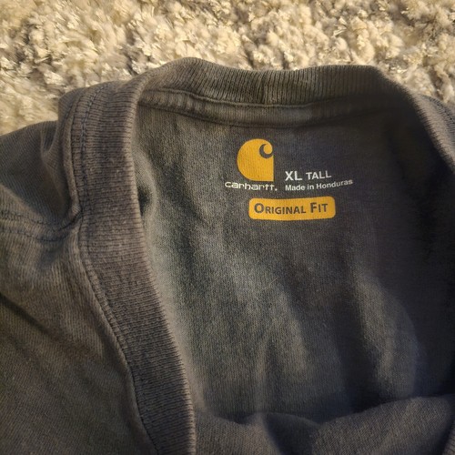 CARHARTT Shirt Mens XL Tall Gray Pocket Tee Short Sleeve Workwear Bluestone AU - Bild 5 von 5