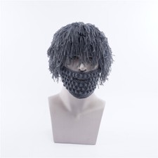 Men Beard Hat Barbarian Looter Crochet Knit Beanie Cap Moustache Solid Color New