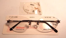 NIKON 4711 Brown 54/18 Titanium 3 Pc. Rimless Eyeglass Frame New Old Stock #281