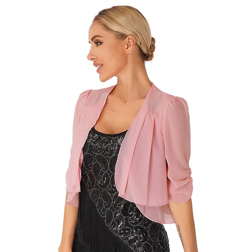 Women Bolero Shrug Open Front Chiffon Sheer Long Sleeve Cardigan Jacket Dress - Bild 86 von 97