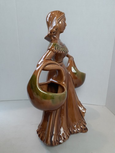 Vintage Royal Haeger Gypsy Woman Double Vase Planter 1960's Brown/Green Ceramic - Picture 7 of 13