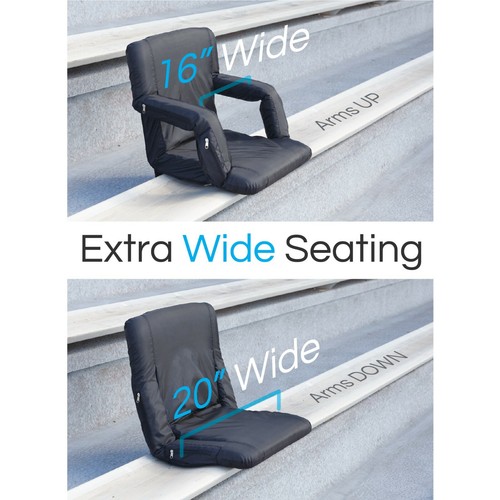 The Hot Seat Dual Heated Stadium Bleacher Seat Reclining Padded Back Arm Support - Picture 10 of 16