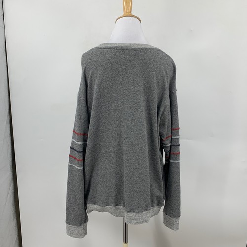 Sundry Sweatshirt Womens 2 Gray Relaxed Long Sleeve Arm Stripe Pullover Stretch - Picture 3 of 9