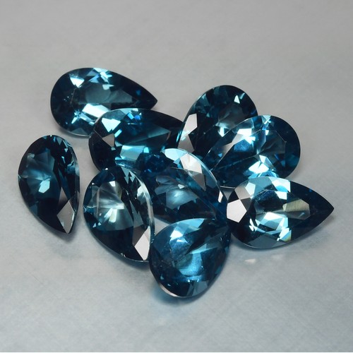 9 Pcs 11 X 7 MM London Blue Topaz Calibrated Natural Gemstone Brazil - Imagen 3 de 3